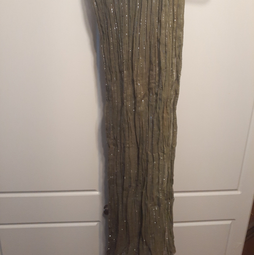 Olive Green & Silver Scarf